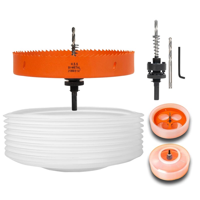 VIKITON 8.25 Hole Saw for Recessed Lights, 8-1/4 Inch Hole Cutter with Dust Bowl Catcher for Led Recessed Lighting 8 Inch and Wood Metal Drywall, Bi-Metal Construction, Orange - Image 1